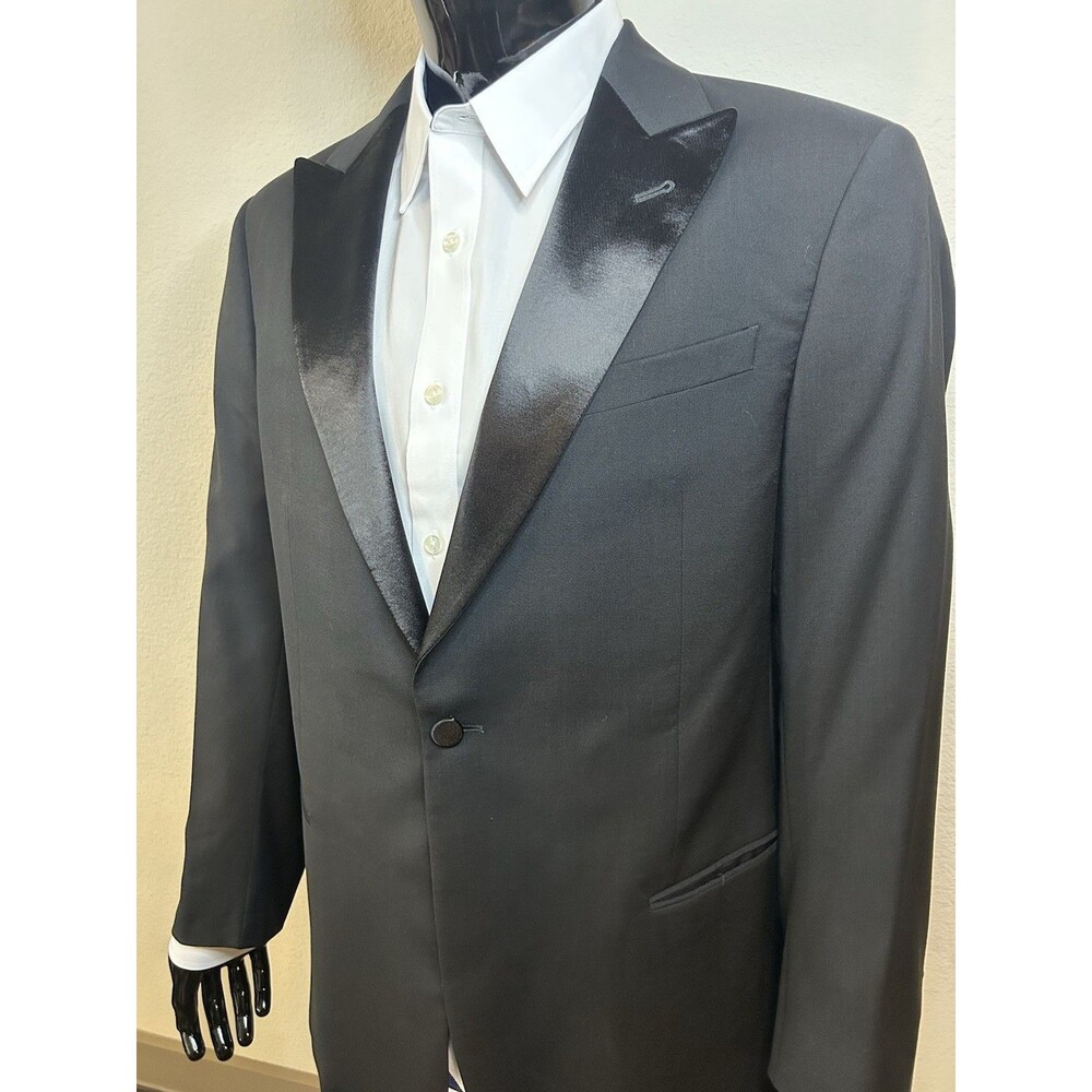 Armani Collezioni 42 R Tailored Fit Wool 1 Button Black Tuxedo Blazer Sport Coat - Picture 2 of 16